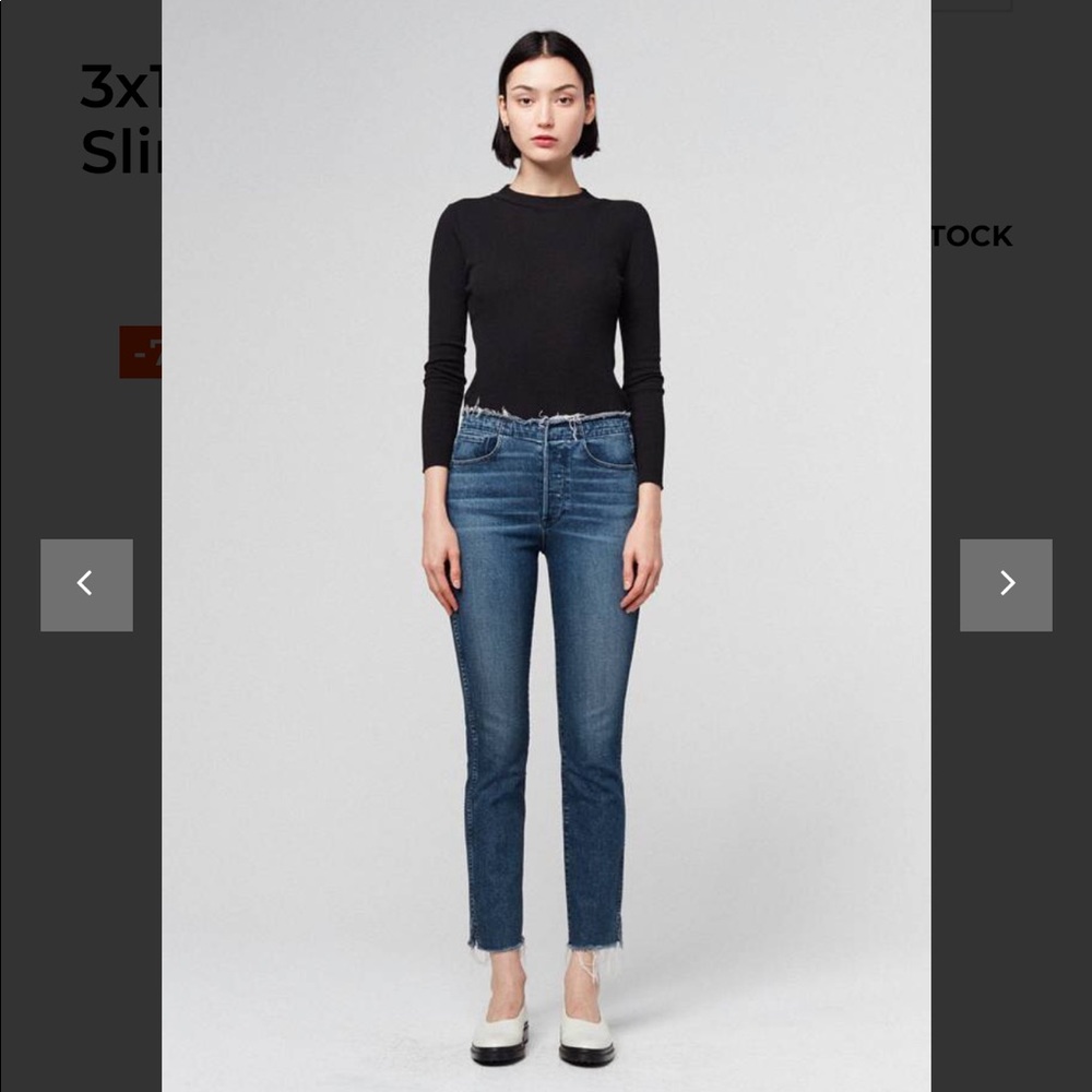 3x1 high rise button-fly distressed jeans